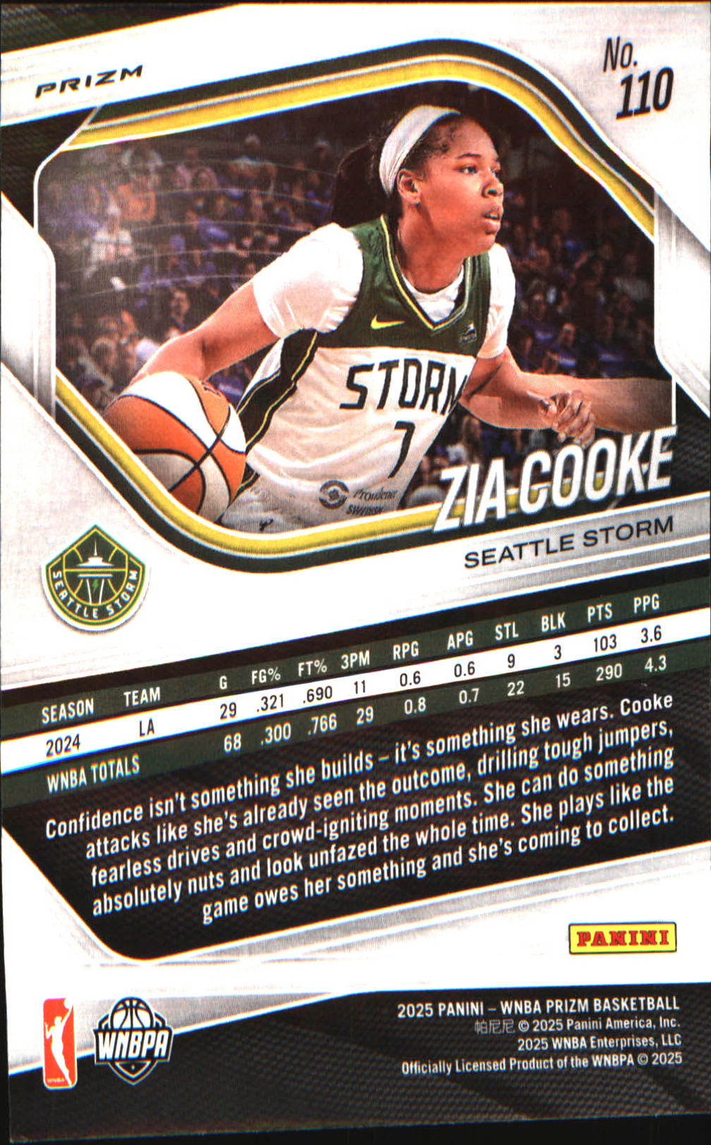 2025 Panini Prizm WNBA Green Prizms #110 Zia Cooke