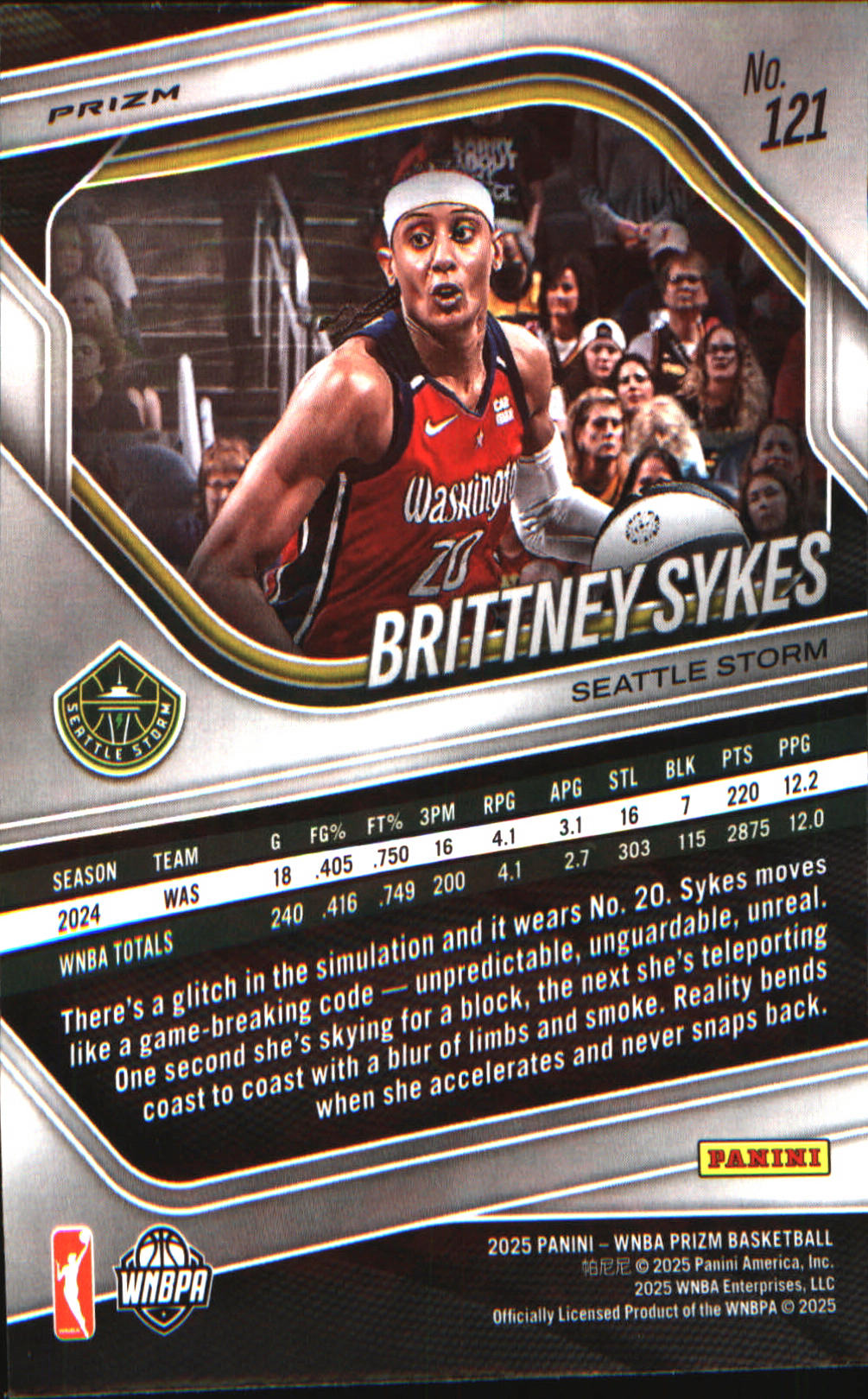 2025 Panini Prizm WNBA Green Prizms #121 Brittney Sykes