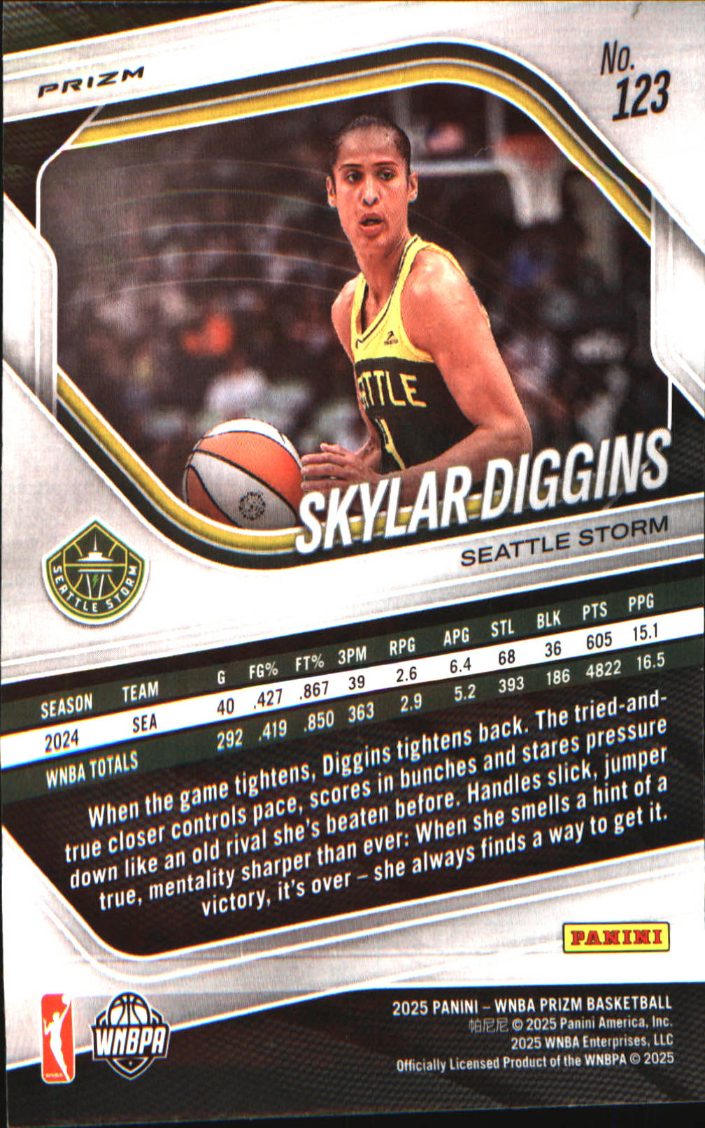 2025 Panini Prizm WNBA Green Prizms #123 Skylar Diggins