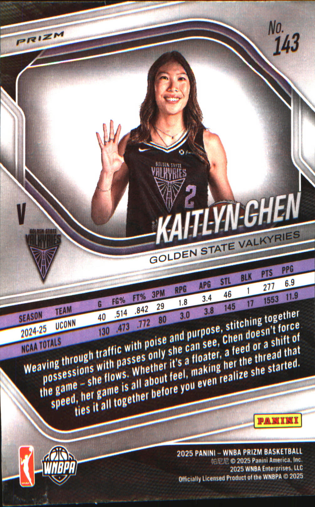 2025 Panini Prizm WNBA Green Prizms #143 Kaitlyn Chen