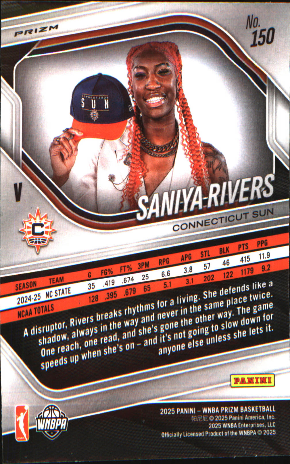 2025 Panini Prizm WNBA Green Prizms #150 Saniya Rivers