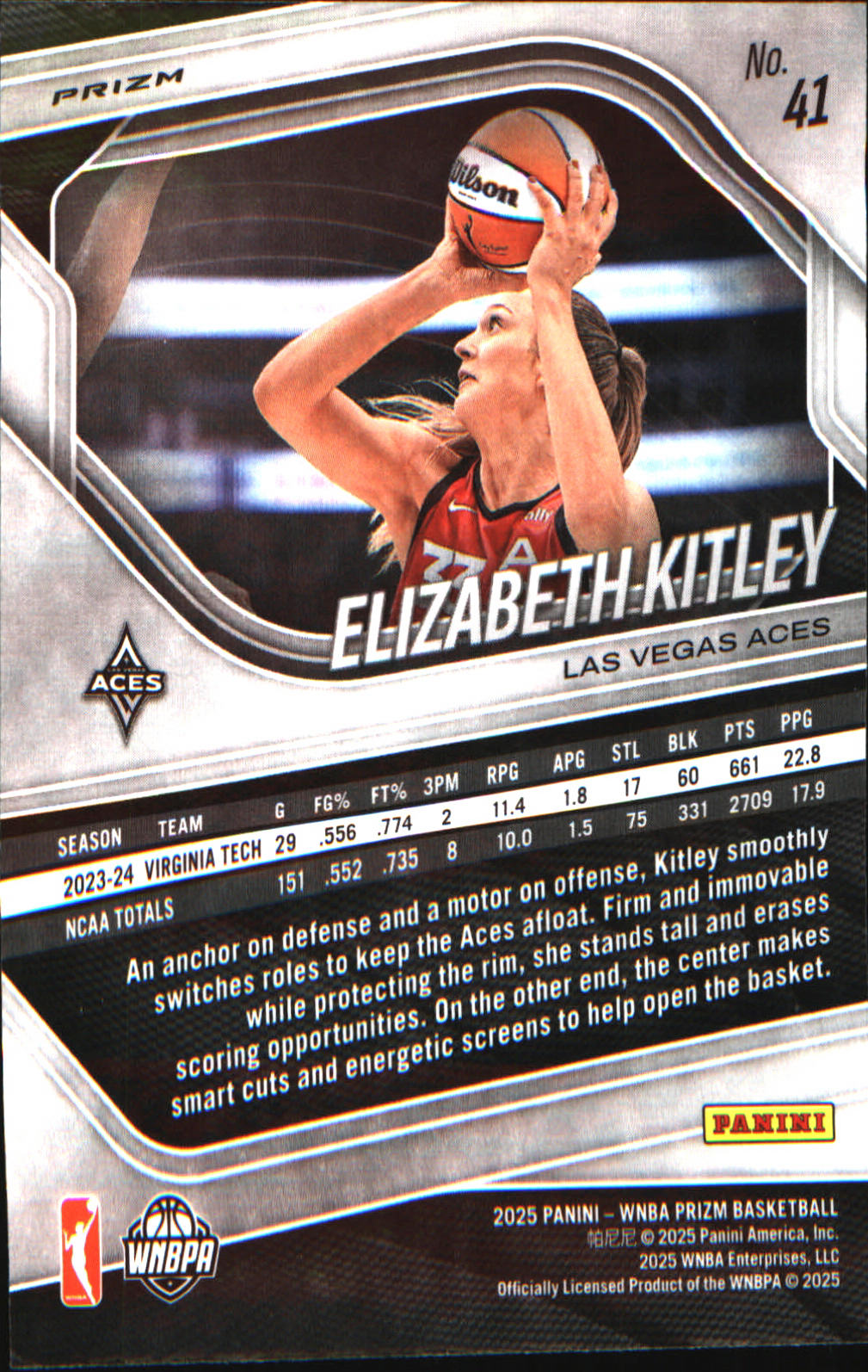 2025 Panini Prizm WNBA Blue Velocity Prizms #41 Elizabeth Kitley