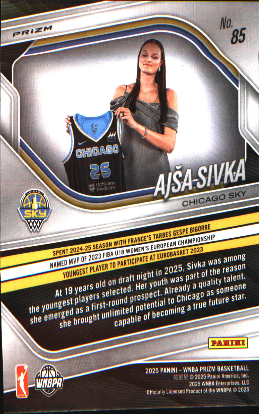 2025 Panini Prizm WNBA Blue Velocity Prizms #85 Ajsa Sivka