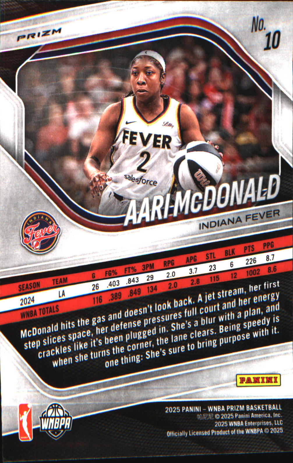 2025 Panini Prizm WNBA Ice Prizm #10 Aari McDonald