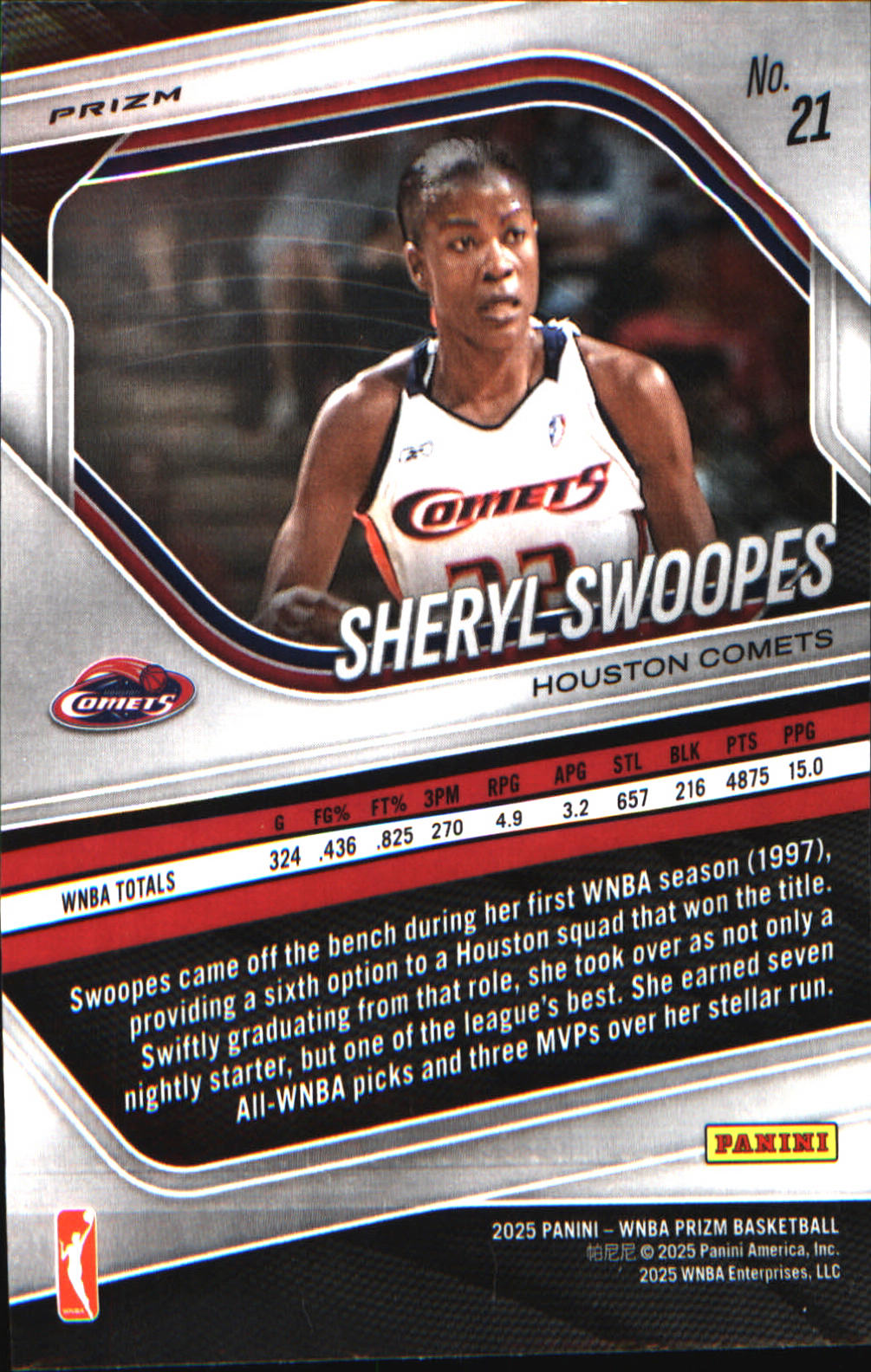 2025 Panini Prizm WNBA Ice Prizm #21 Sheryl Swoopes