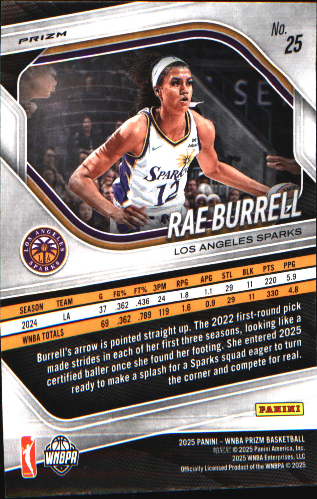 2025 Panini Prizm WNBA Ice Prizm #25 Rae Burrell