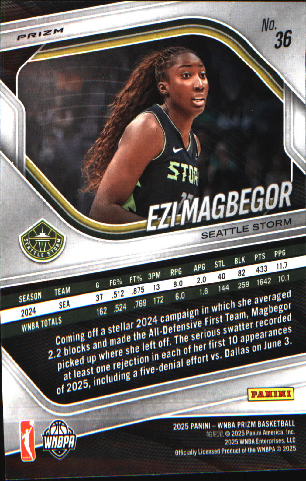 2025 Panini Prizm WNBA Ice Prizm #36 Ezi Magbegor