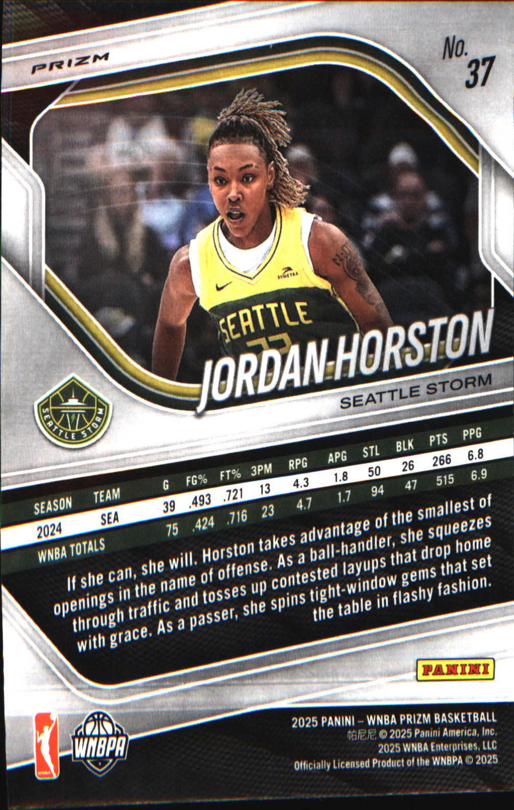 2025 Panini Prizm WNBA Ice Prizm #37 Jordan Horston
