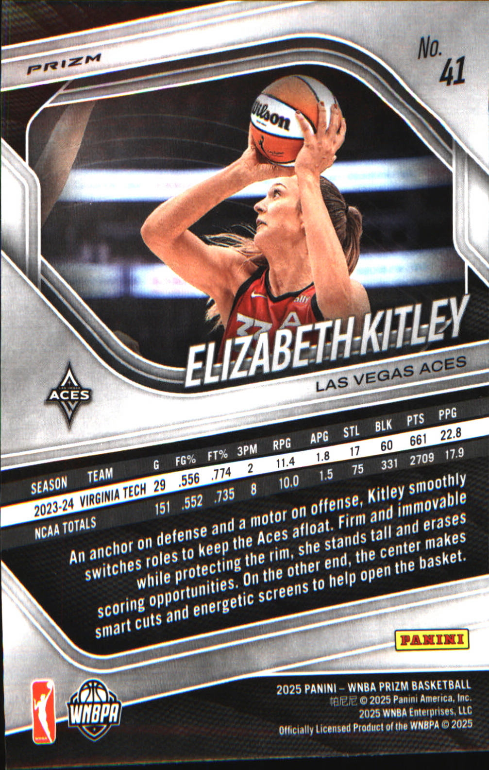 2025 Panini Prizm WNBA Ice Prizm #41 Elizabeth Kitley