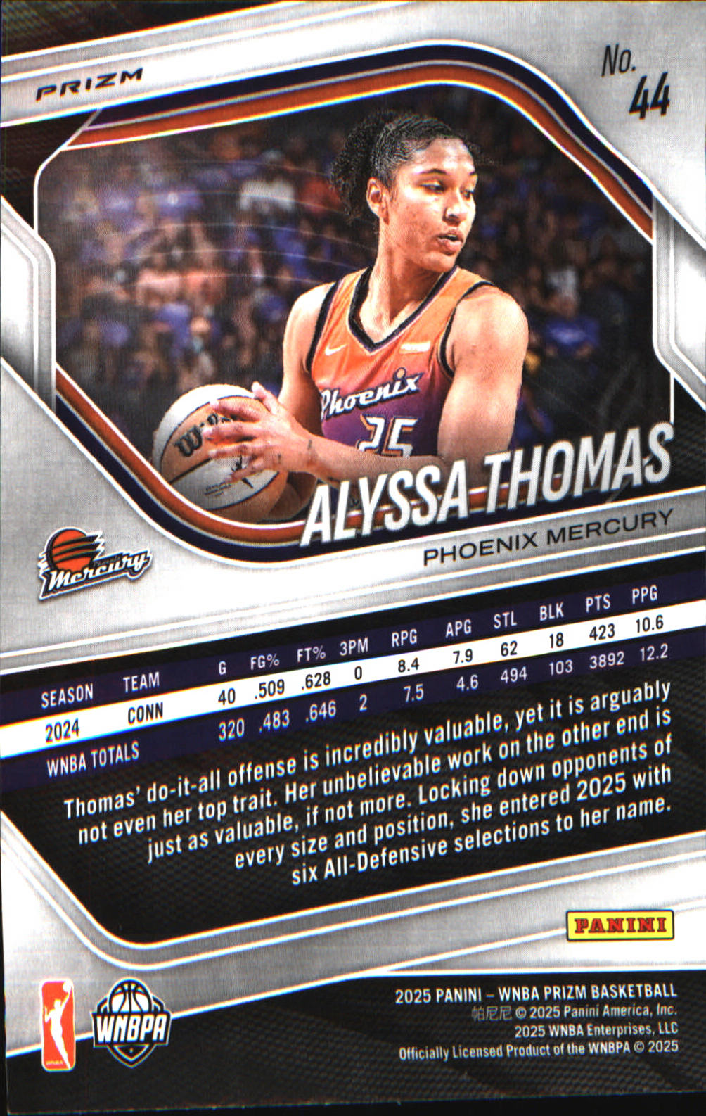 2025 Panini Prizm WNBA Ice Prizm #44 Alyssa Thomas