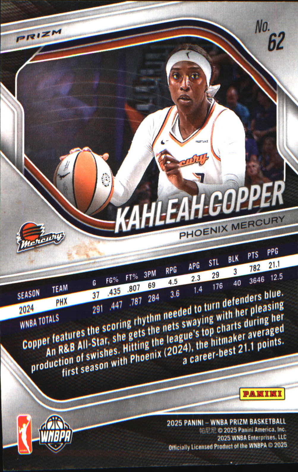 2025 Panini Prizm WNBA Ice Prizm #62 Kahleah Copper
