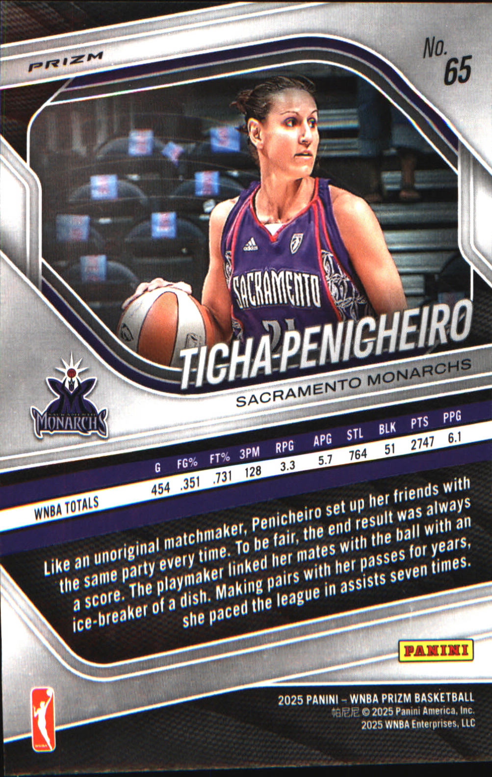 2025 Panini Prizm WNBA Ice Prizm #65 Ticha Penicheiro