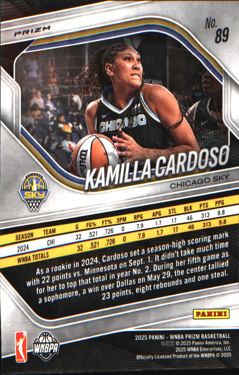 2025 Panini Prizm WNBA Ice Prizm #89 Kamilla Cardoso