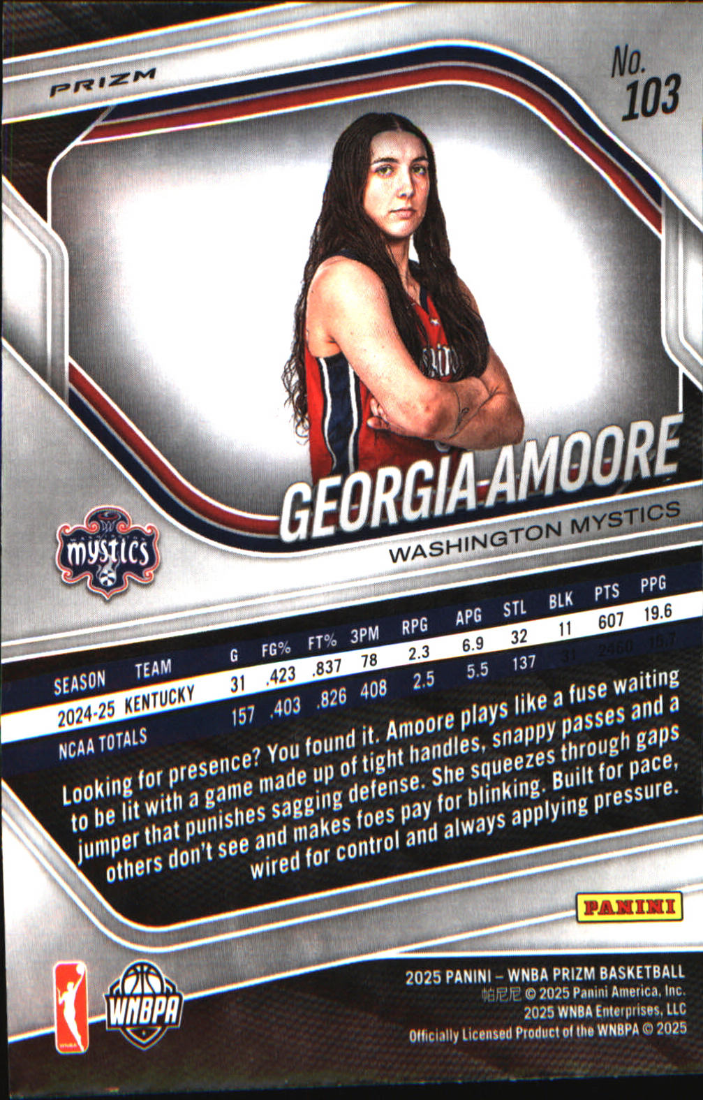2025 Panini Prizm WNBA Ice Prizm #103 Georgia Amoore