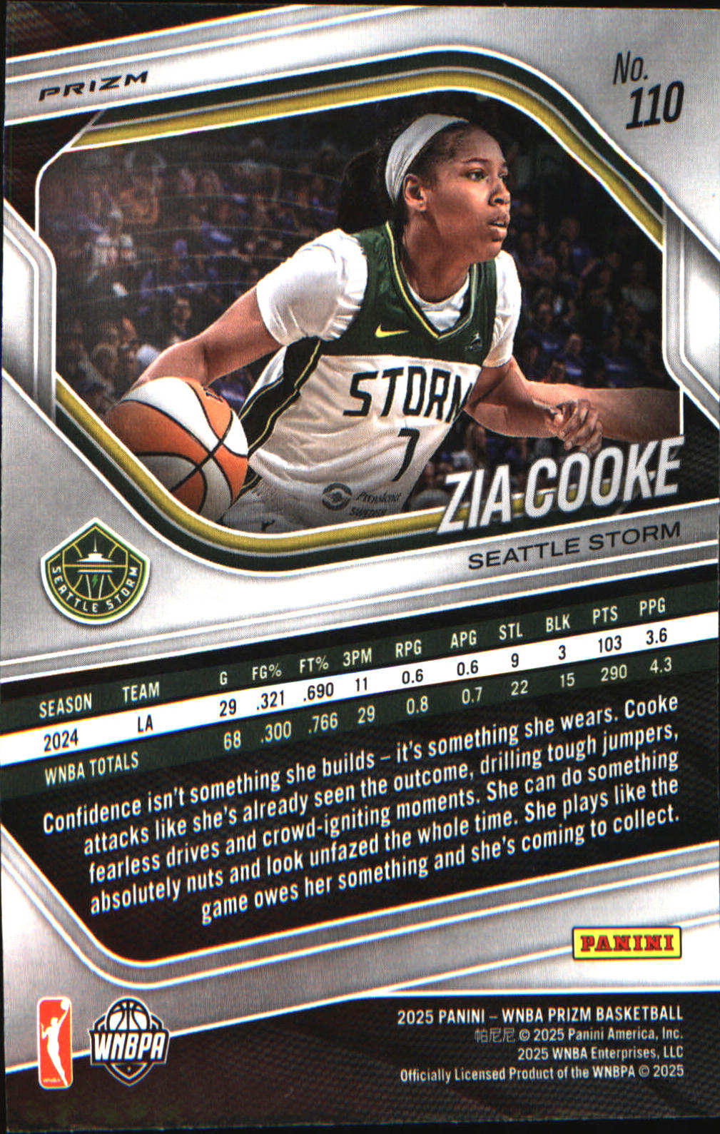 2025 Panini Prizm WNBA Ice Prizm #110 Zia Cooke