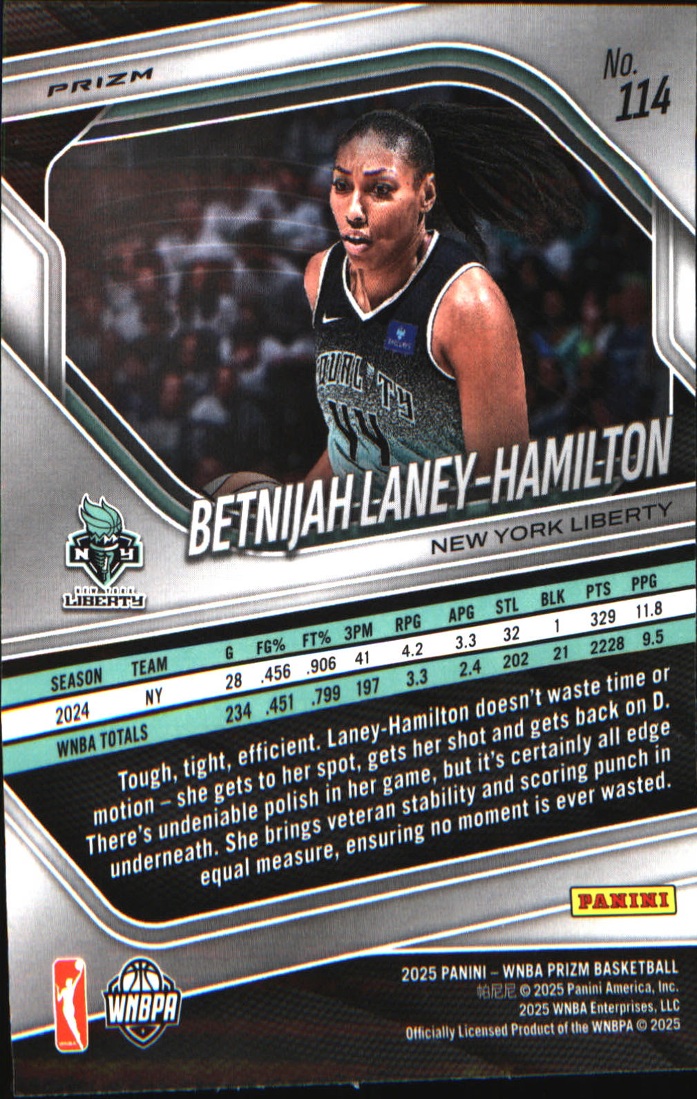 2025 Panini Prizm WNBA Ice Prizm #114 Betnijah Laney-Hamilton