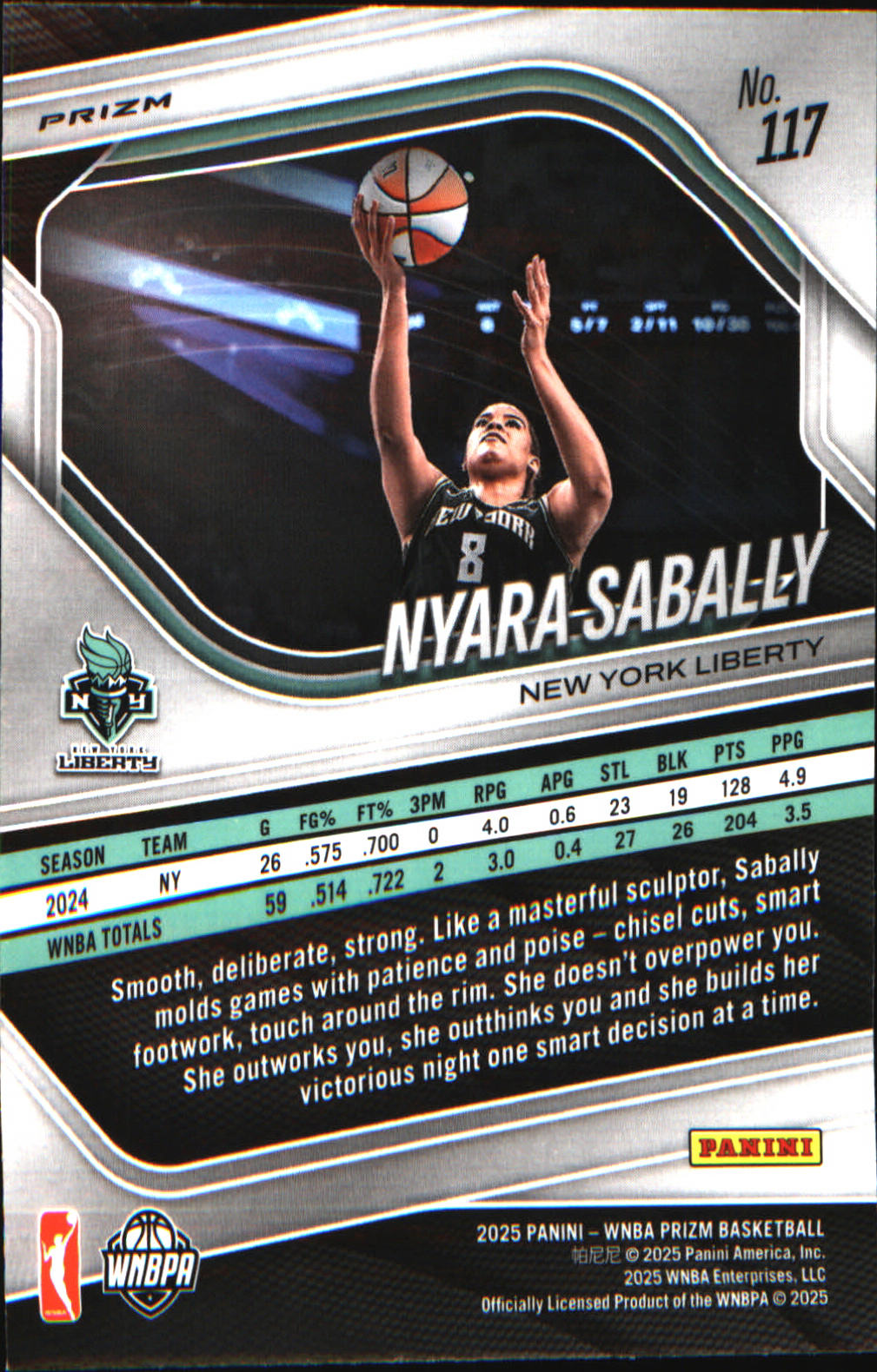 2025 Panini Prizm WNBA Ice Prizm #117 Nyara Sabally