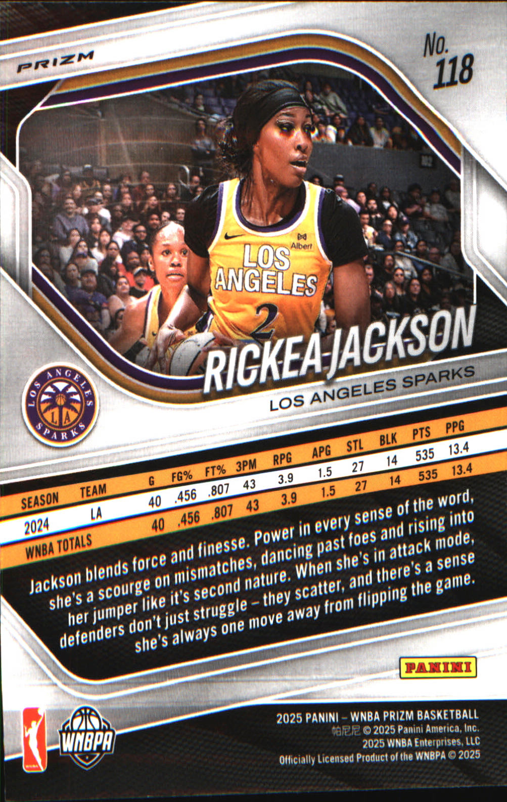 2025 Panini Prizm WNBA Ice Prizm #118 Rickea Jackson