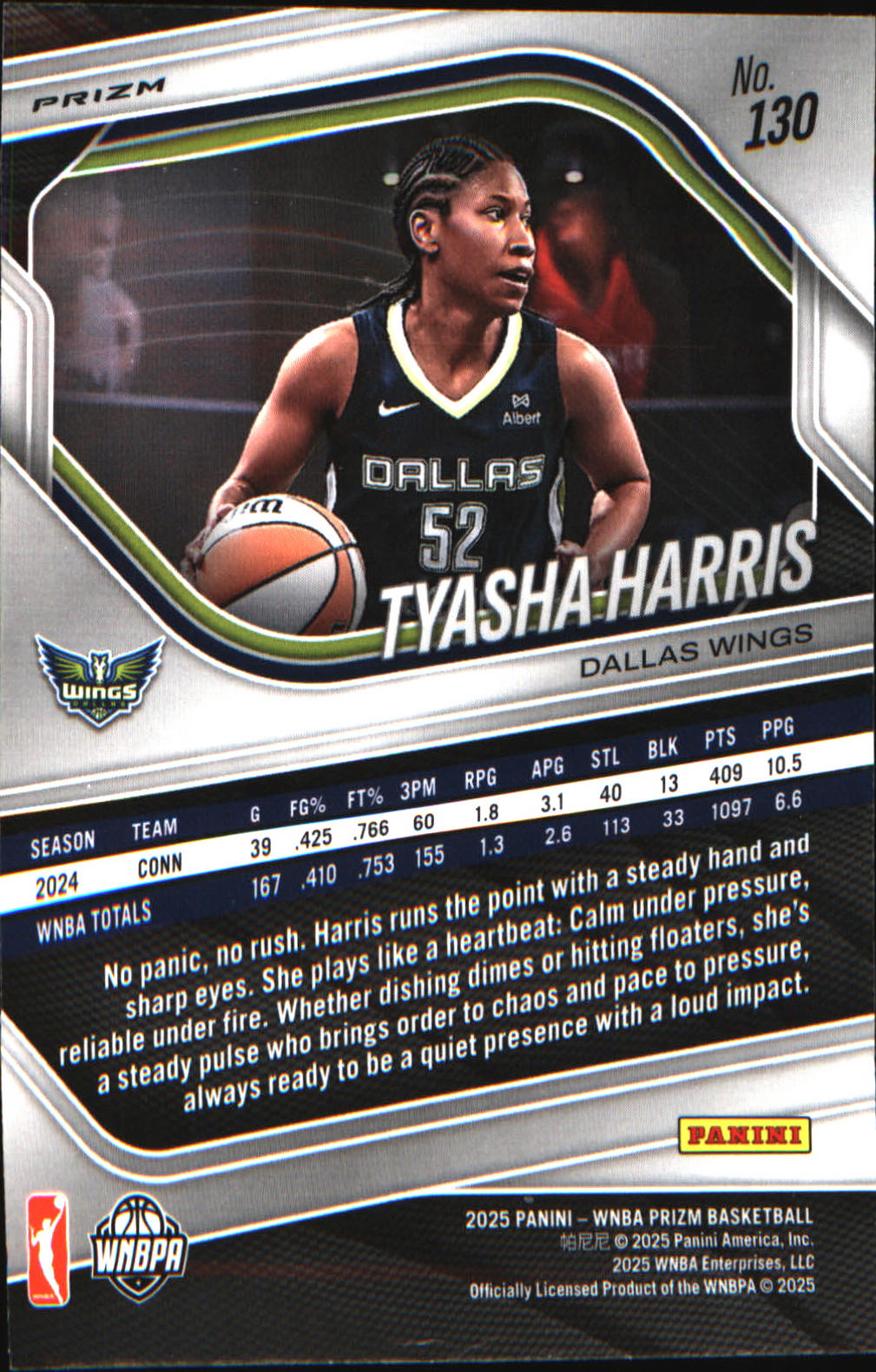 2025 Panini Prizm WNBA Ice Prizm #130 Tyasha Harris
