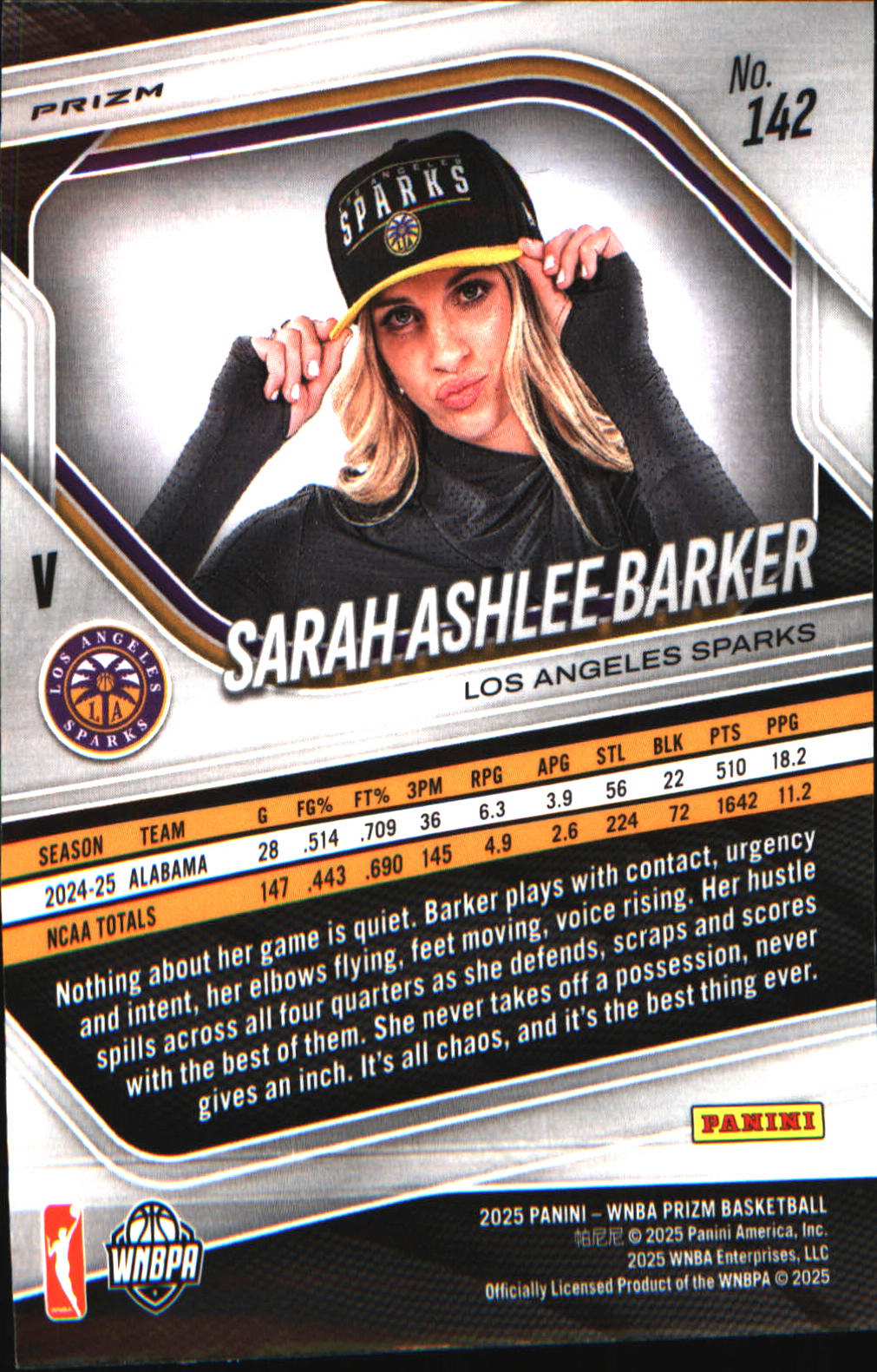 2025 Panini Prizm WNBA Ice Prizm #142 Sarah Ashlee Barker