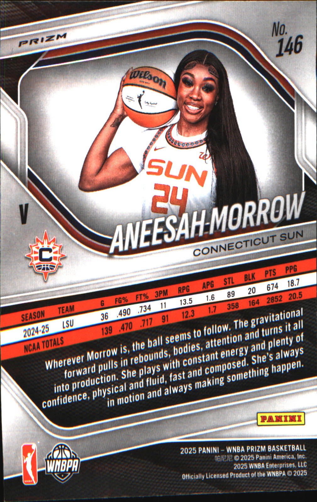 2025 Panini Prizm WNBA Ice Prizm #146 Aneesah Morrow