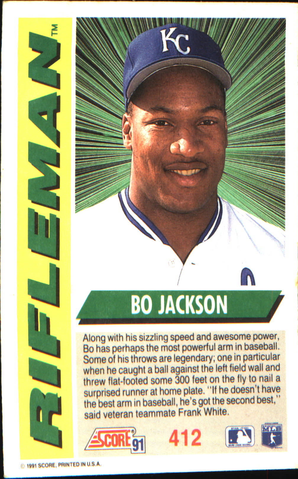 1991 Score #412 Bo Jackson