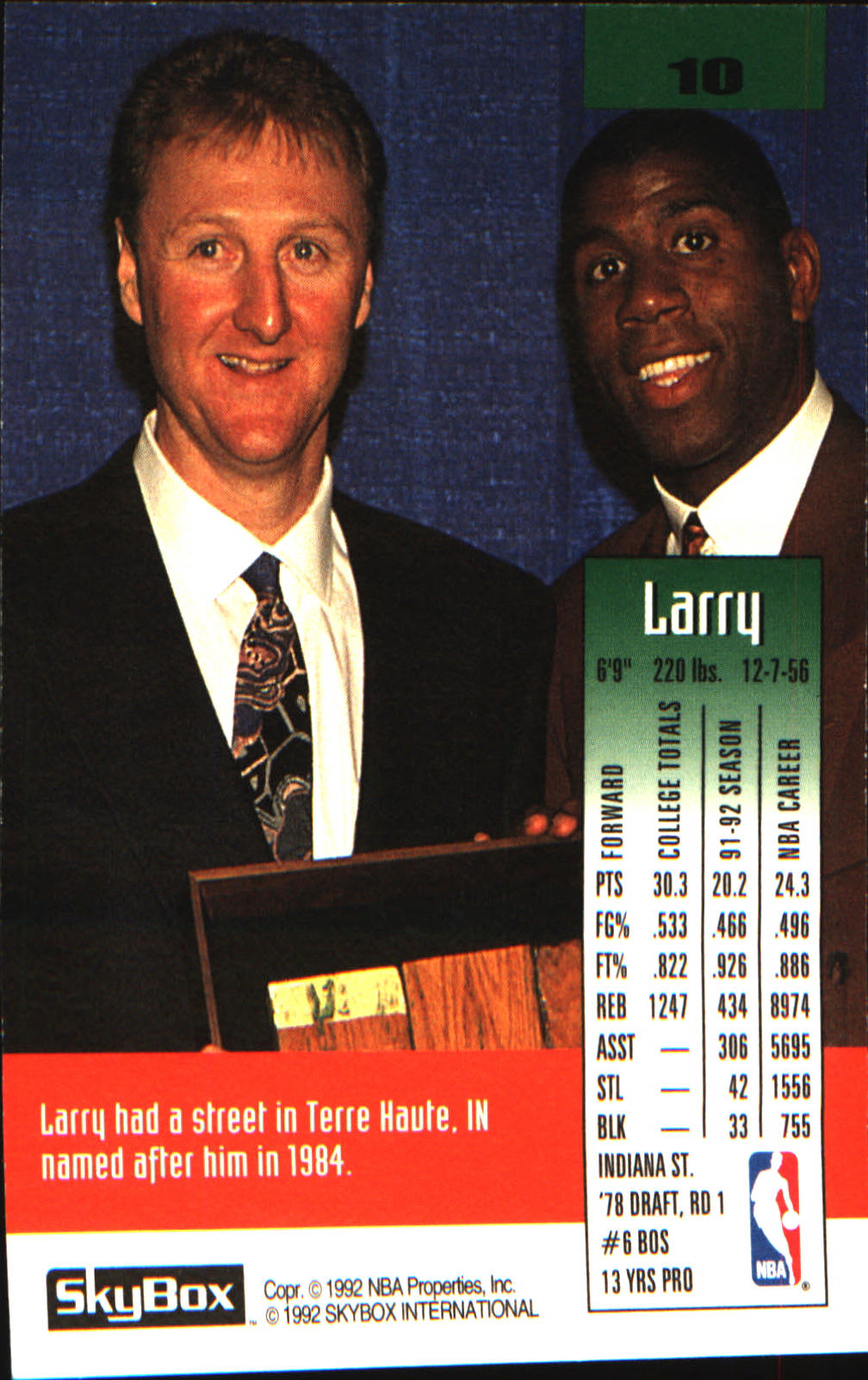 1992-93 SkyBox #10 Larry Bird