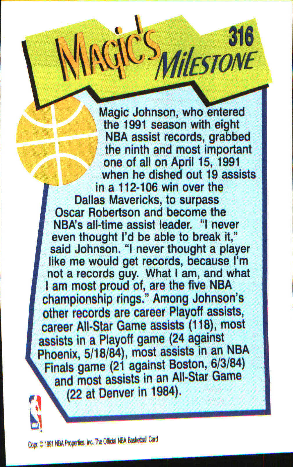 1991-92 Hoops #316 Magic Johnson
