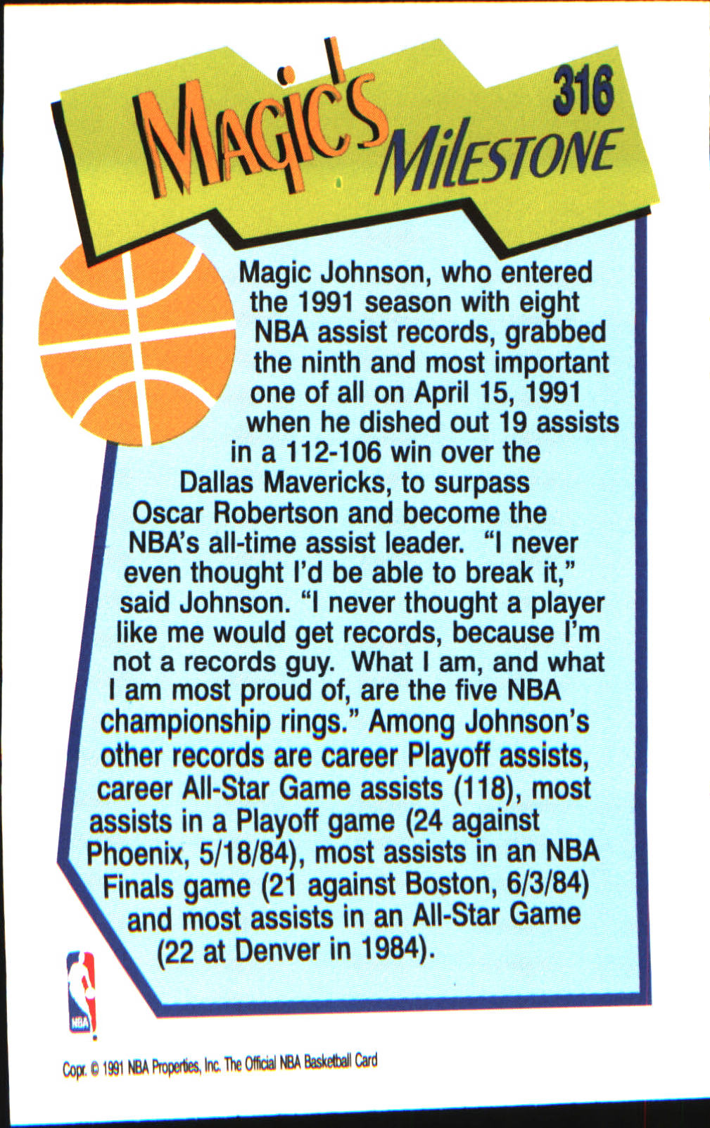 1991-92 Hoops #316 Magic Johnson