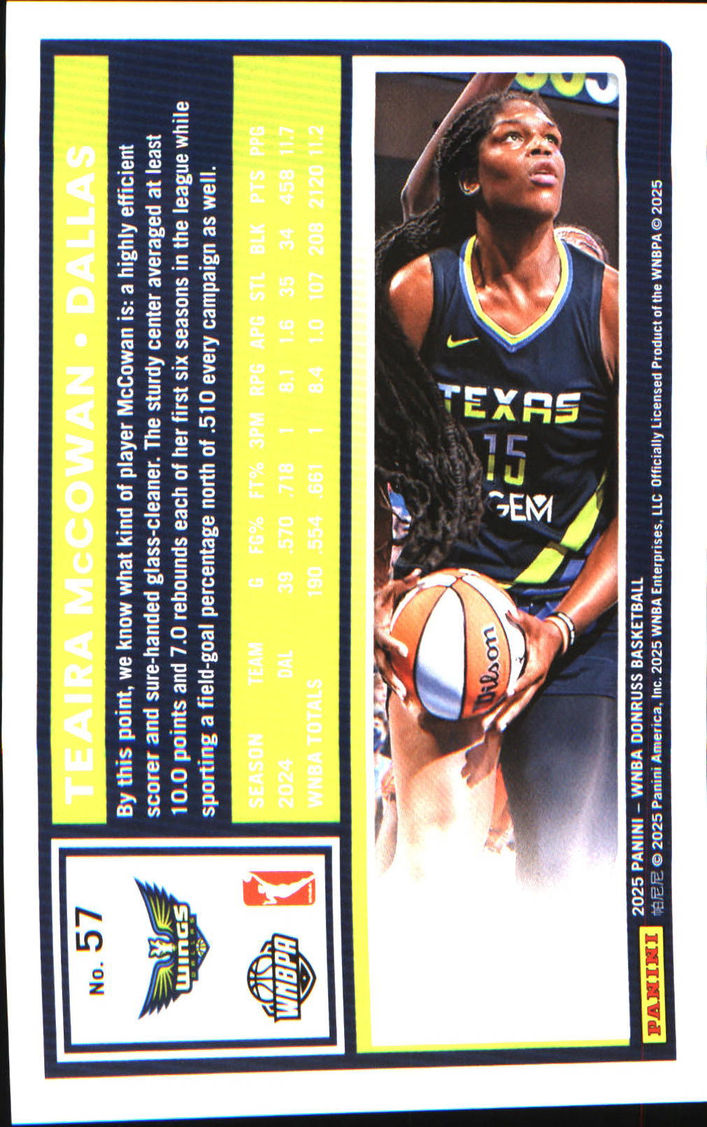 2025 Donruss WNBA Red Holo #57 Teaira McCowan SN #/299