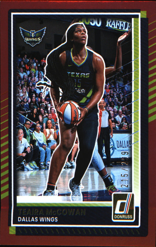 2025 Donruss WNBA Red Holo #57 Teaira McCowan SN #/299