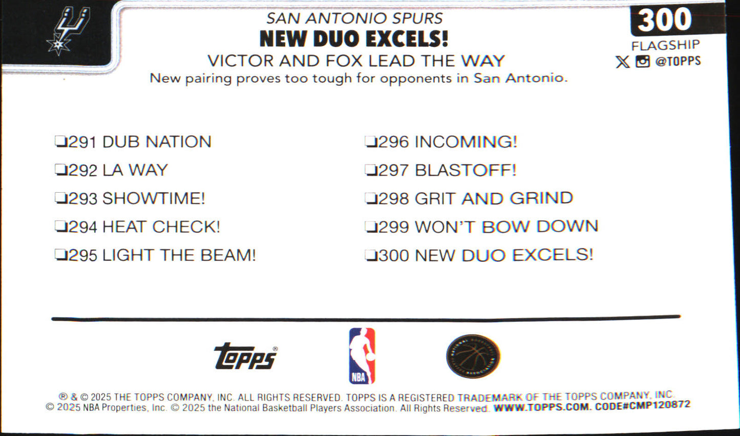 2025-26 Topps #300 New Duo Excels!: Victor and Fox Lead The Way