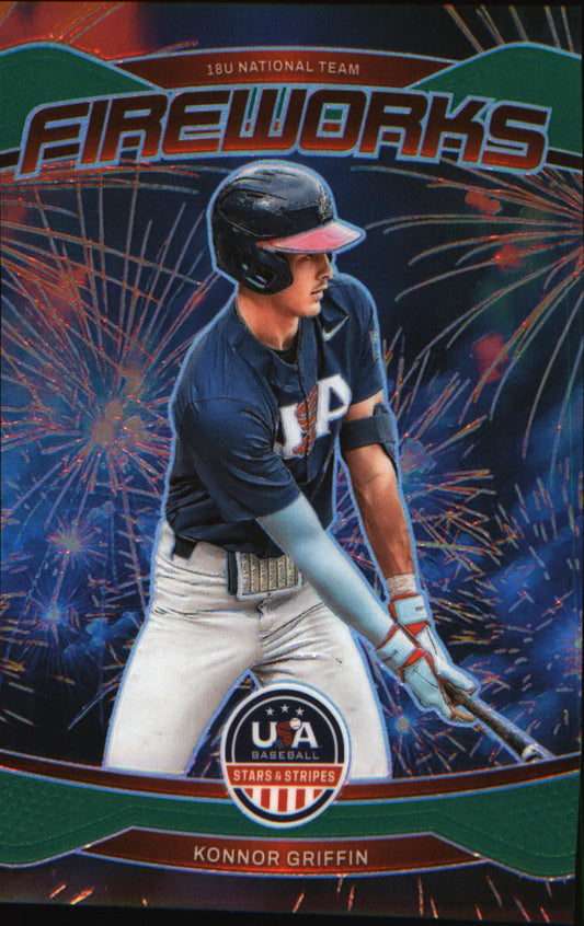 2026 Panini Stars & Stripes Prizm USA Fireworks Prizms Green #22 Konnor Griffin