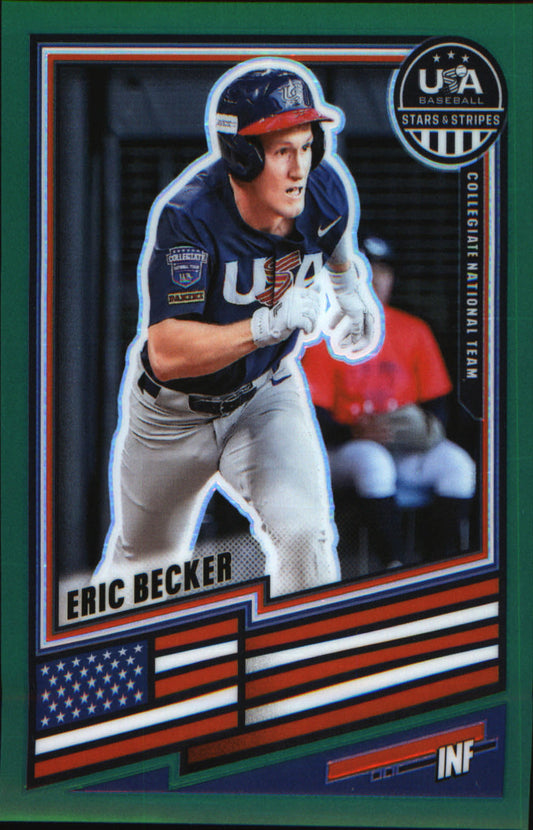 2026 Panini Stars & Stripes Prizm USA Baseball Green #153 Eric Becker