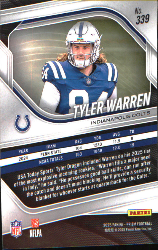 2025 Panini Prizm #339 Tyler Warren Rookie Rookie