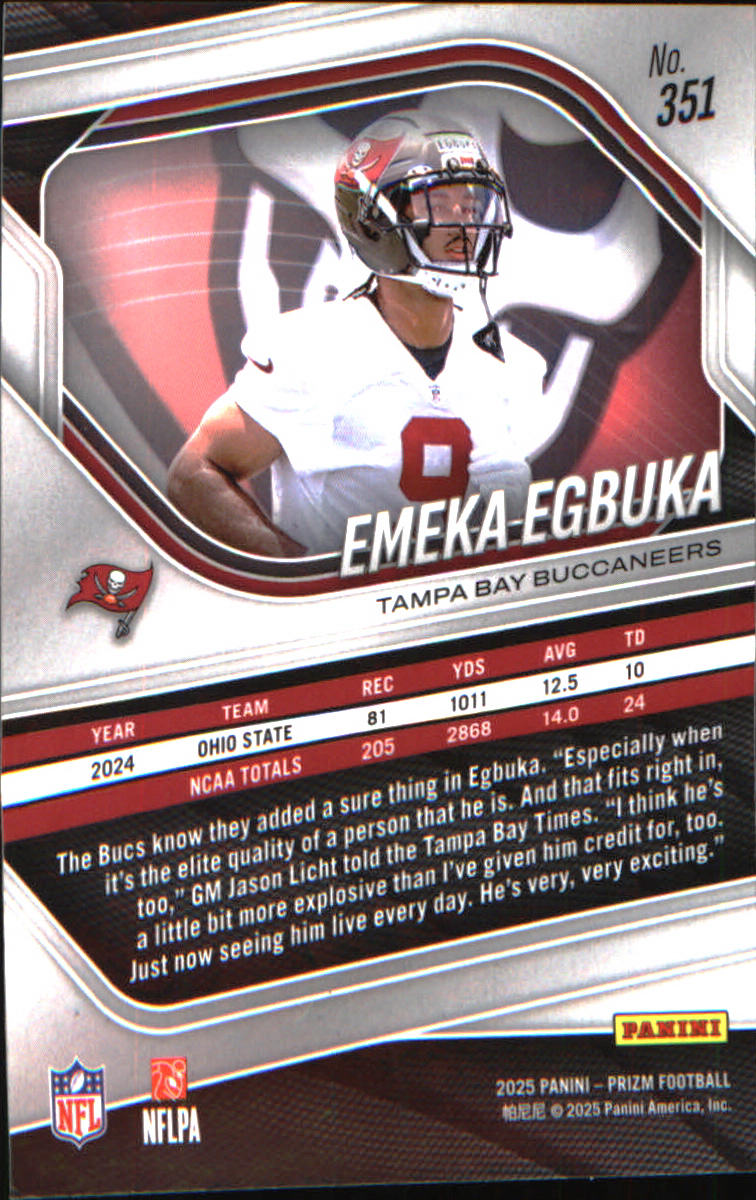 2025 Panini Prizm #351 Emeka Egbuka Rookie Rookie