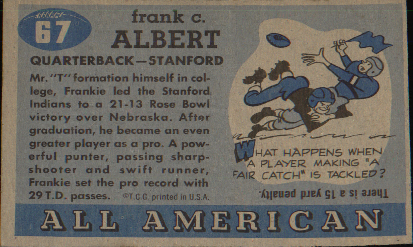 1955 Topps All-American #67 Frankie Albert