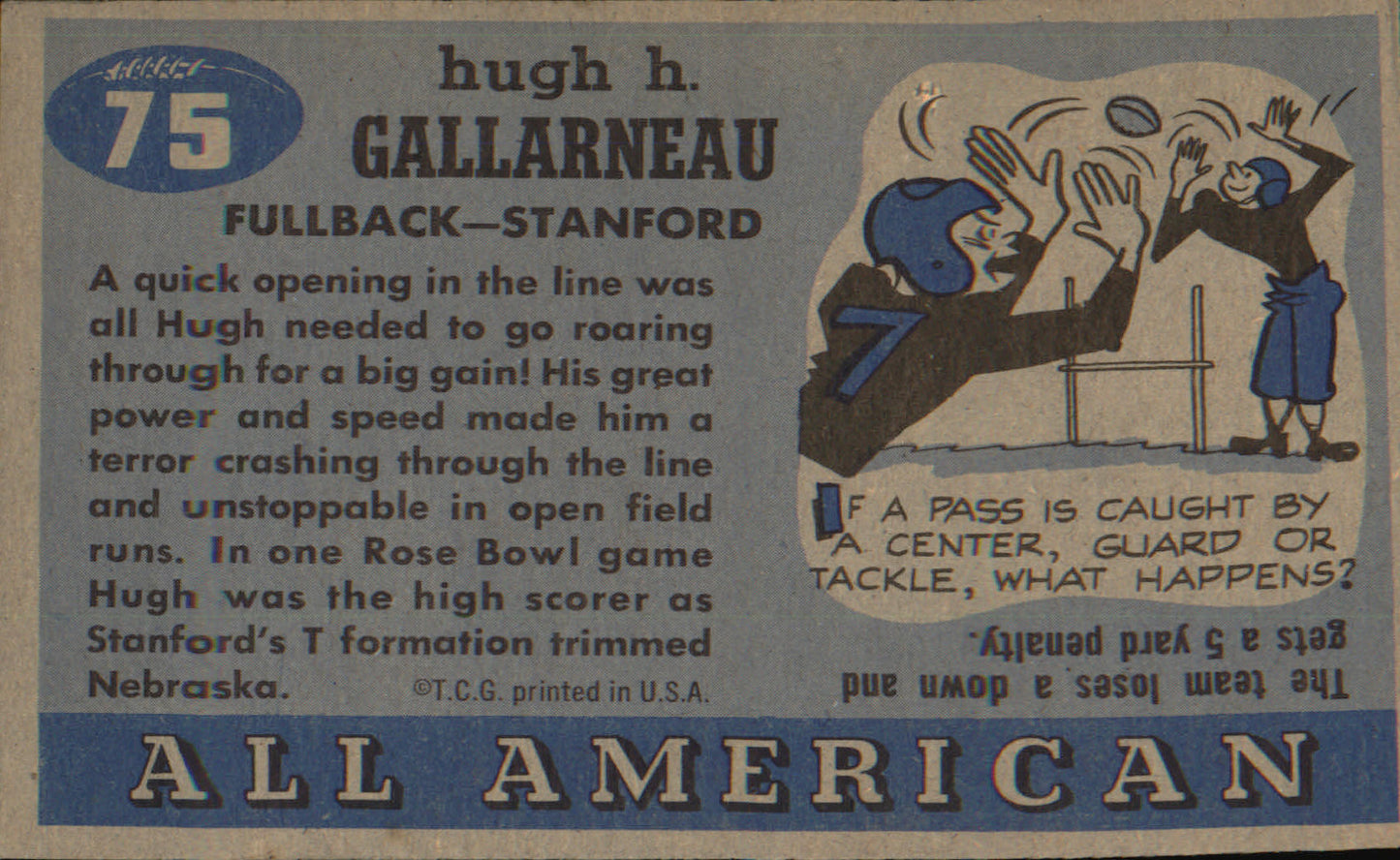 1955 Topps All-American #75 Hugh Gallarneau