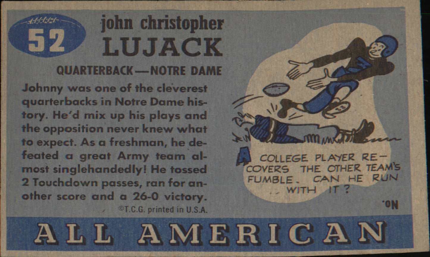 1955 Topps All-American #52 Johnny Lujack