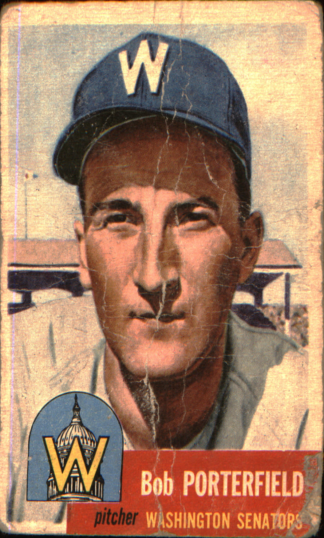 1953 Topps : Bio uses white text #108a Bob Porterfield