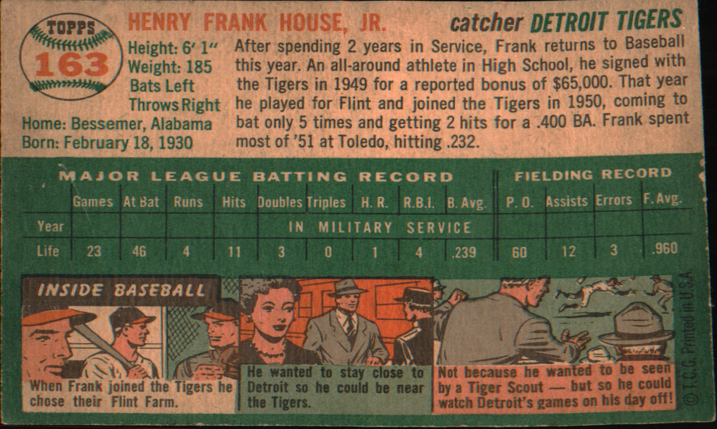 1954 Topps #163 Frank House