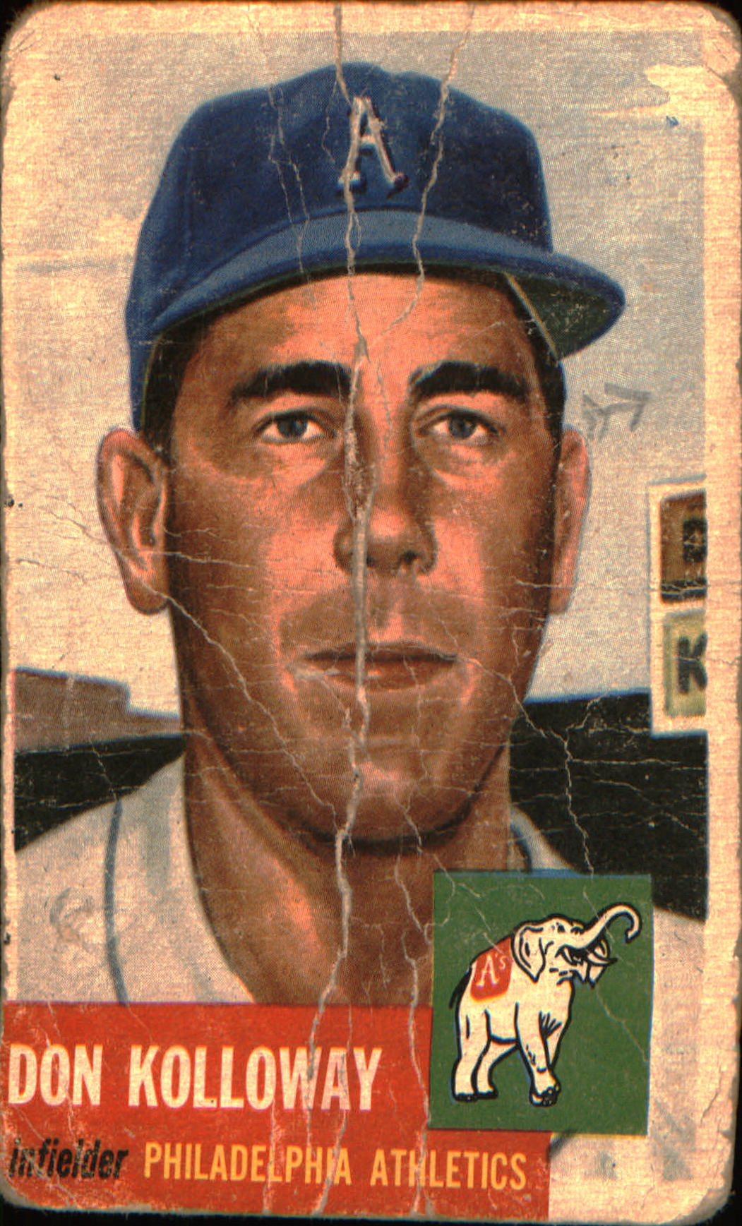 1953 Topps : Bio uses white text #97a Don Kolloway