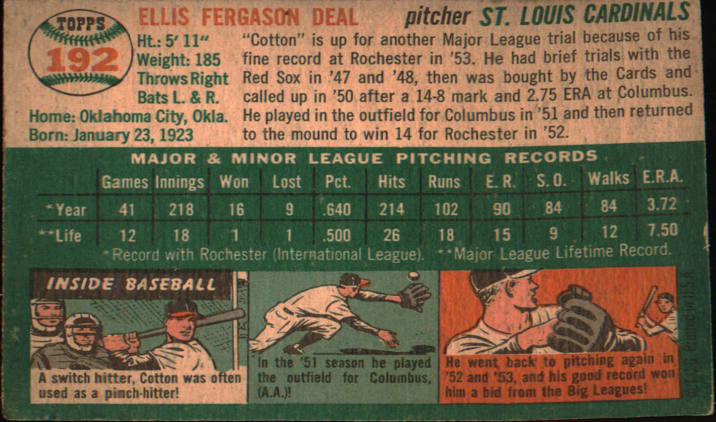 1954 Topps #192 Cot Deal