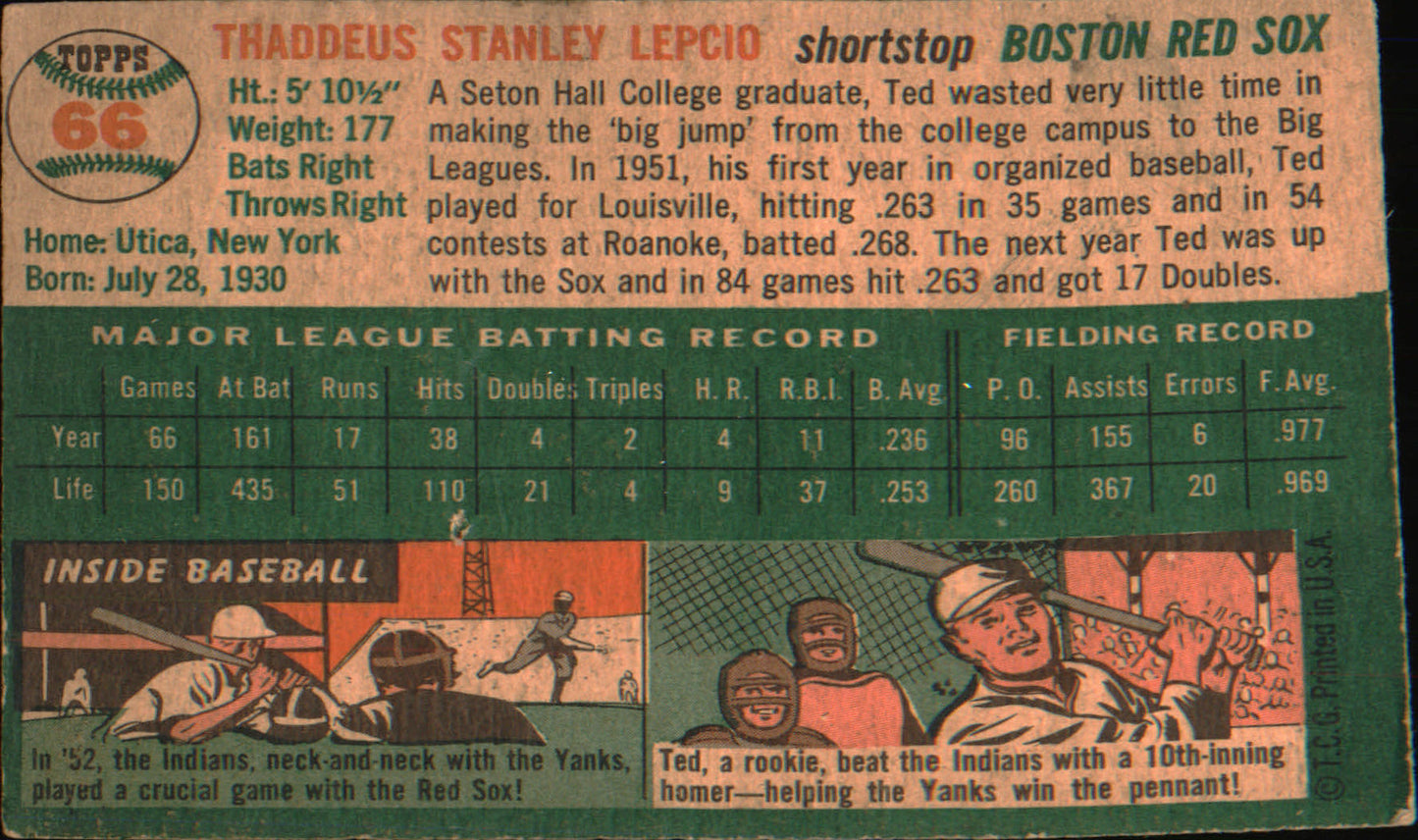 1954 Topps #66 Ted Lepcio