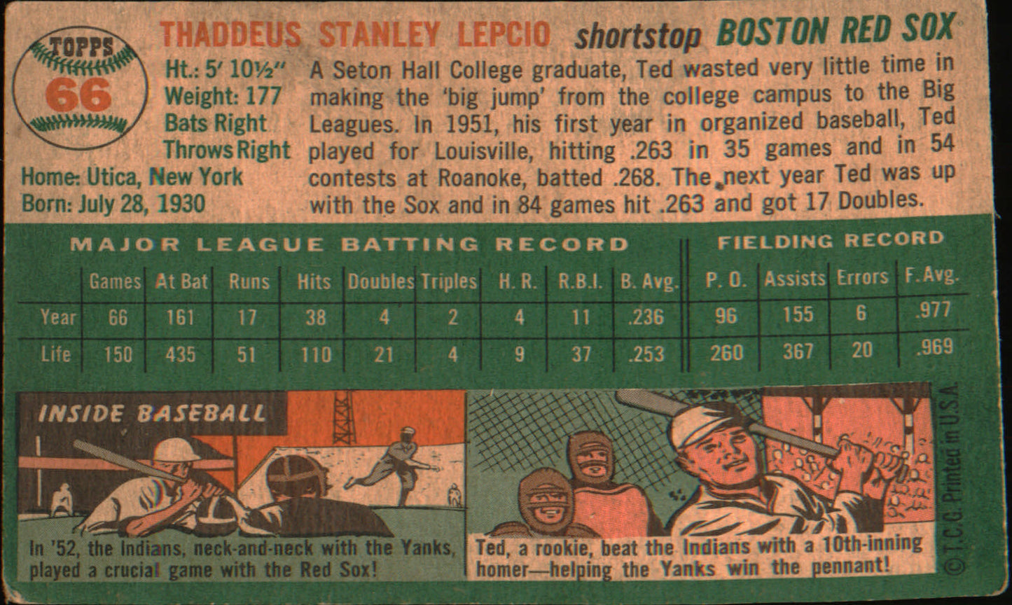 1954 Topps #66 Ted Lepcio
