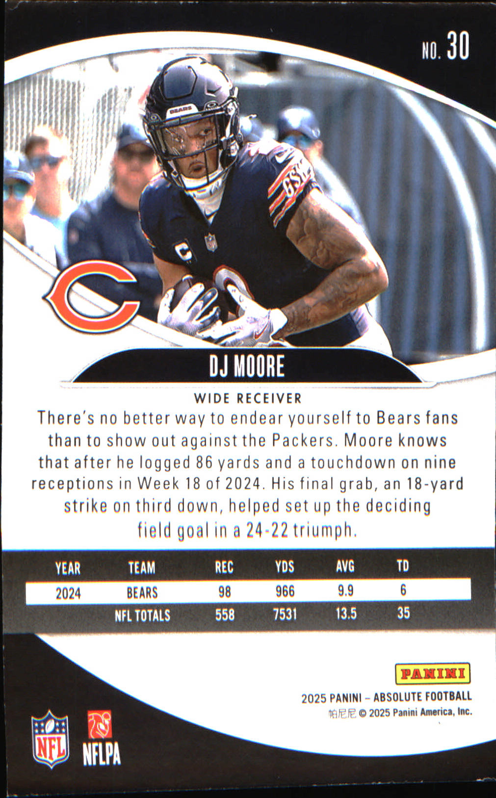 2025 Panini Absolute Countdown Calendar #30 DJ Moore