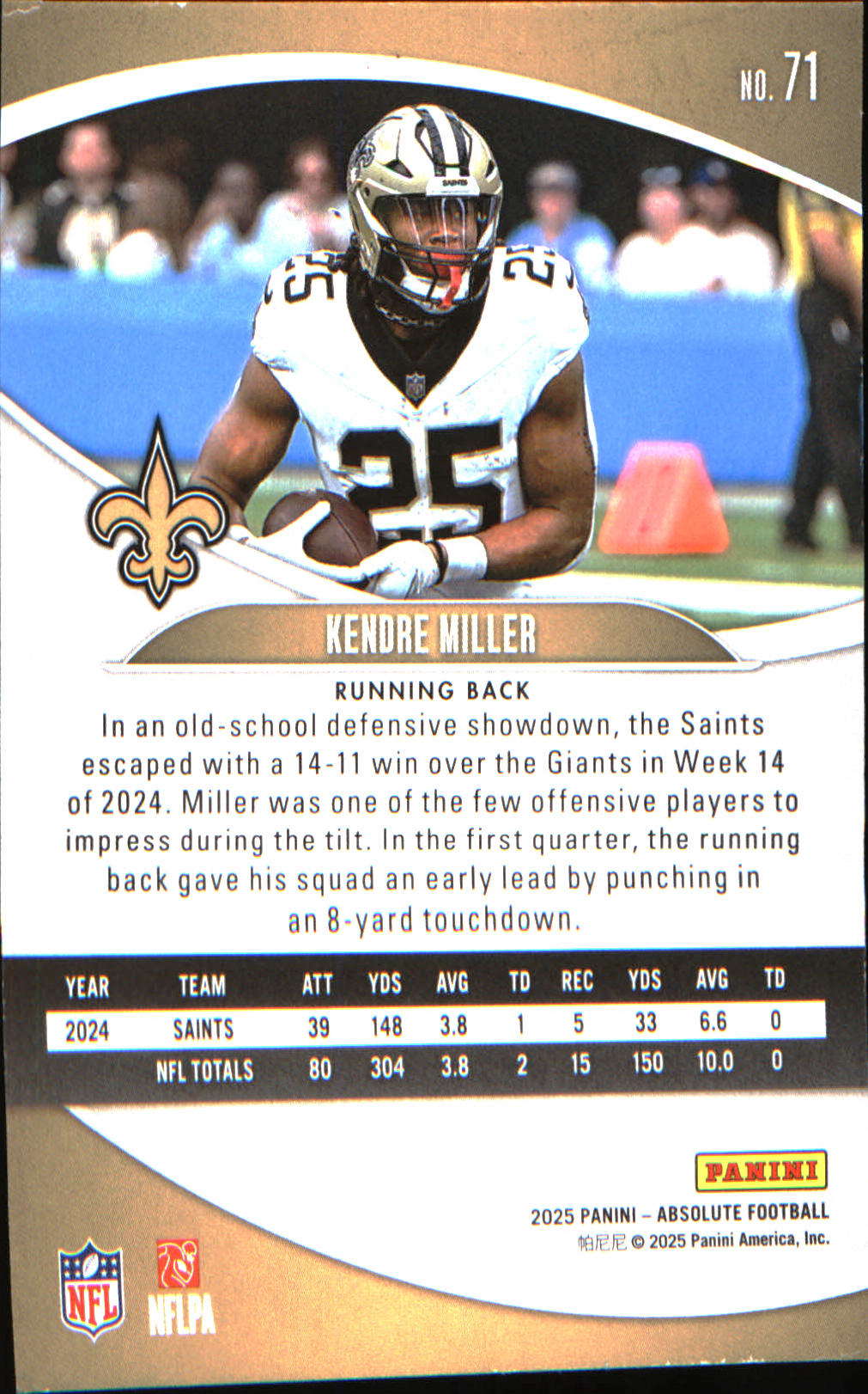 2025 Panini Absolute Countdown Calendar #71 Kendre Miller