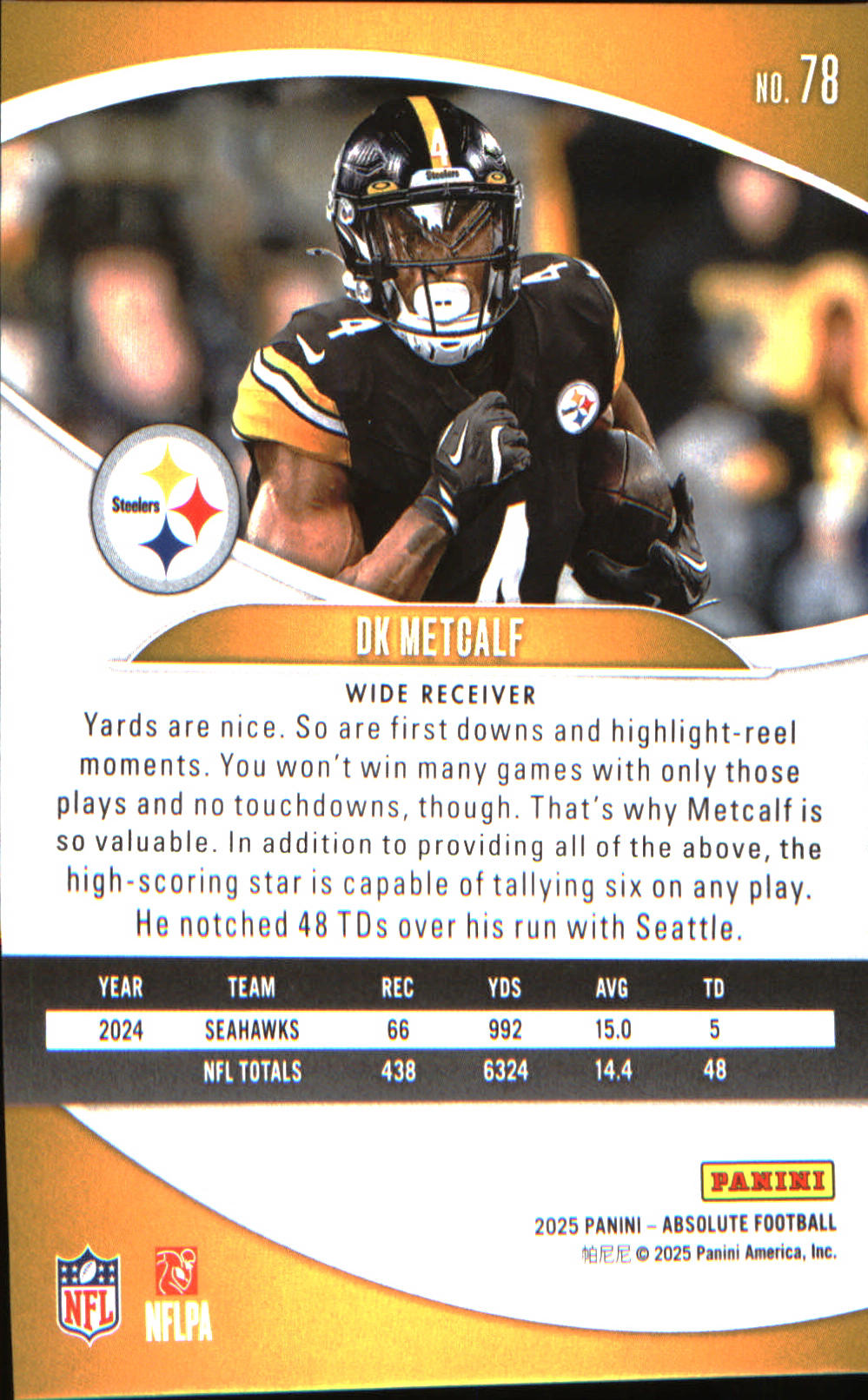 2025 Panini Absolute Countdown Calendar #78 DK Metcalf