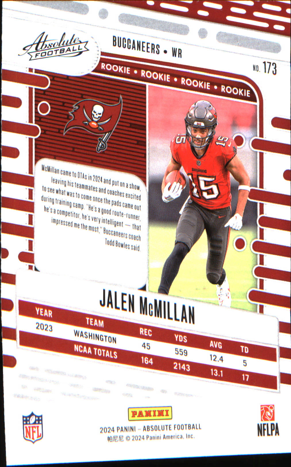 2024 Panini Absolute Retail #173 Jalen McMillan Rookie Rookie