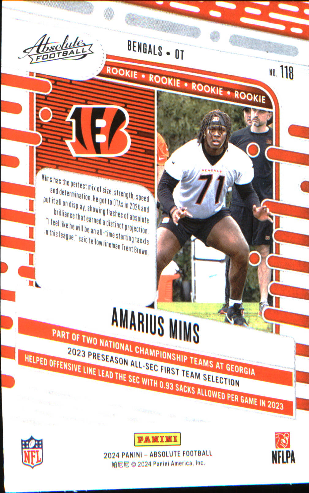 2024 Panini Absolute Retail #118 Amarius Mims Rookie Rookie